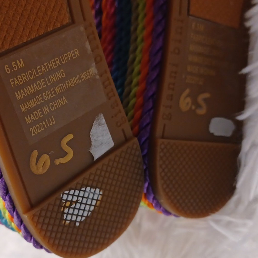 Gianni Bini Rainbow Striped Platform Sandals with Pink Straps - Picture 16 of 16